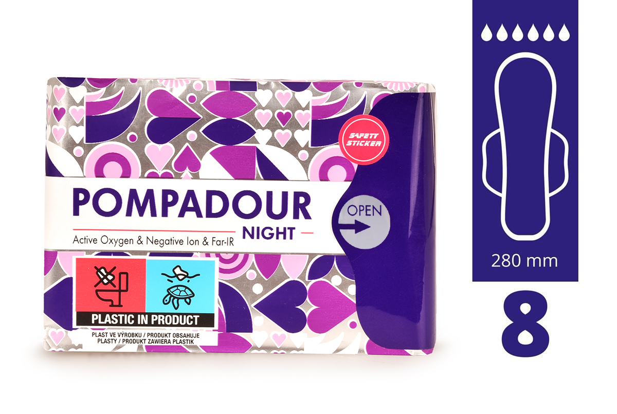 Levně POMPADOUR® NIGHT | Noční anionové vložky s křidélky | 8 ks + tester zdarma