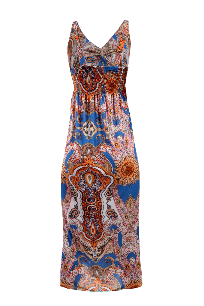 FC7549S-LACEY dlhé šaty indický motív