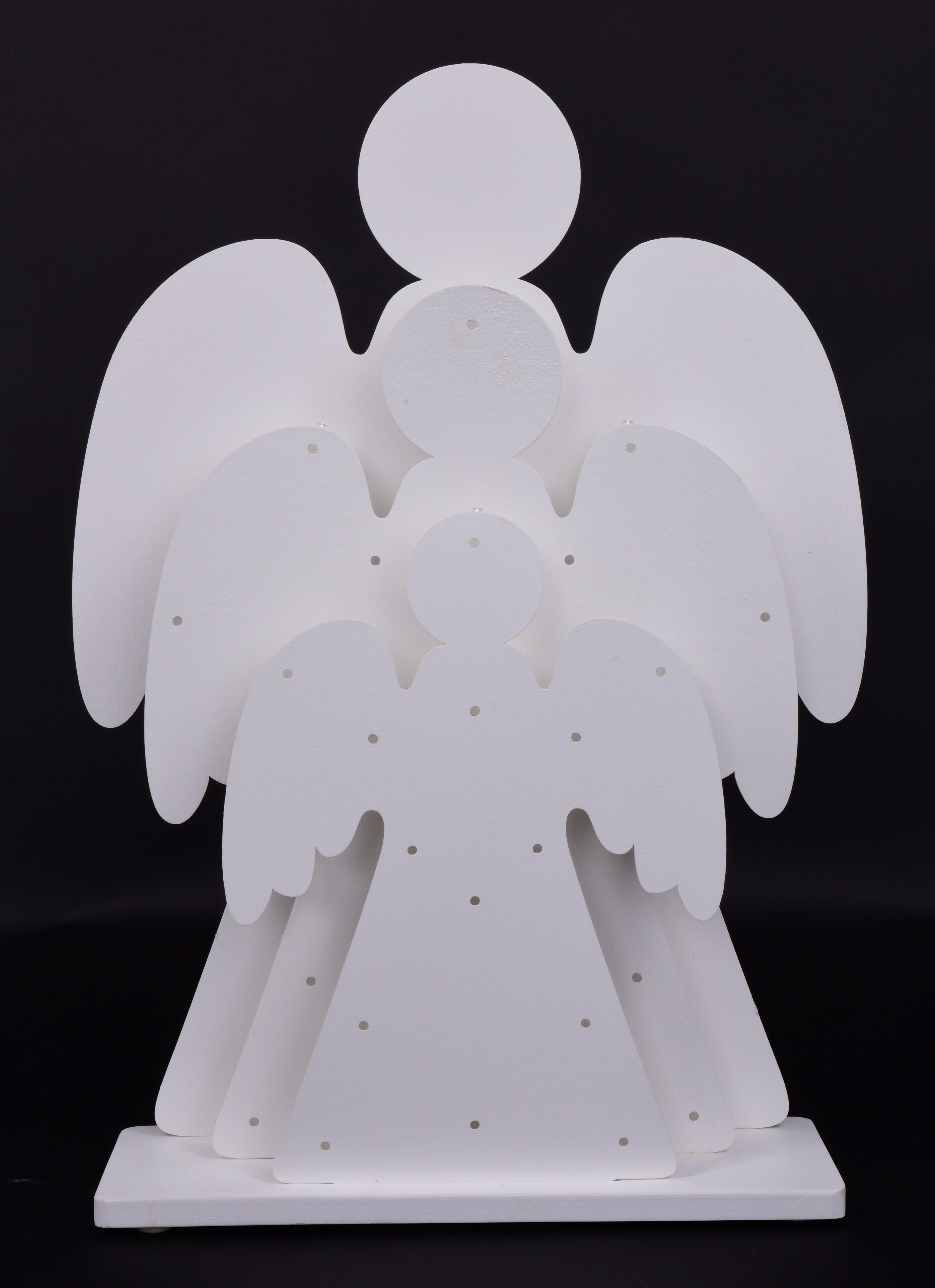 46 cm tři svítící LED andělé, dřevěná dekorace