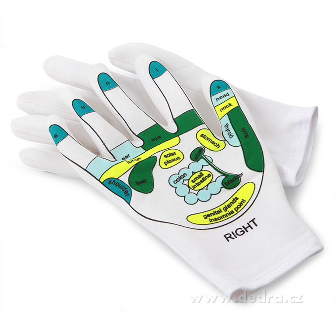 Hydratační a masážní gelové rukavice s vyznačením reflexních zón