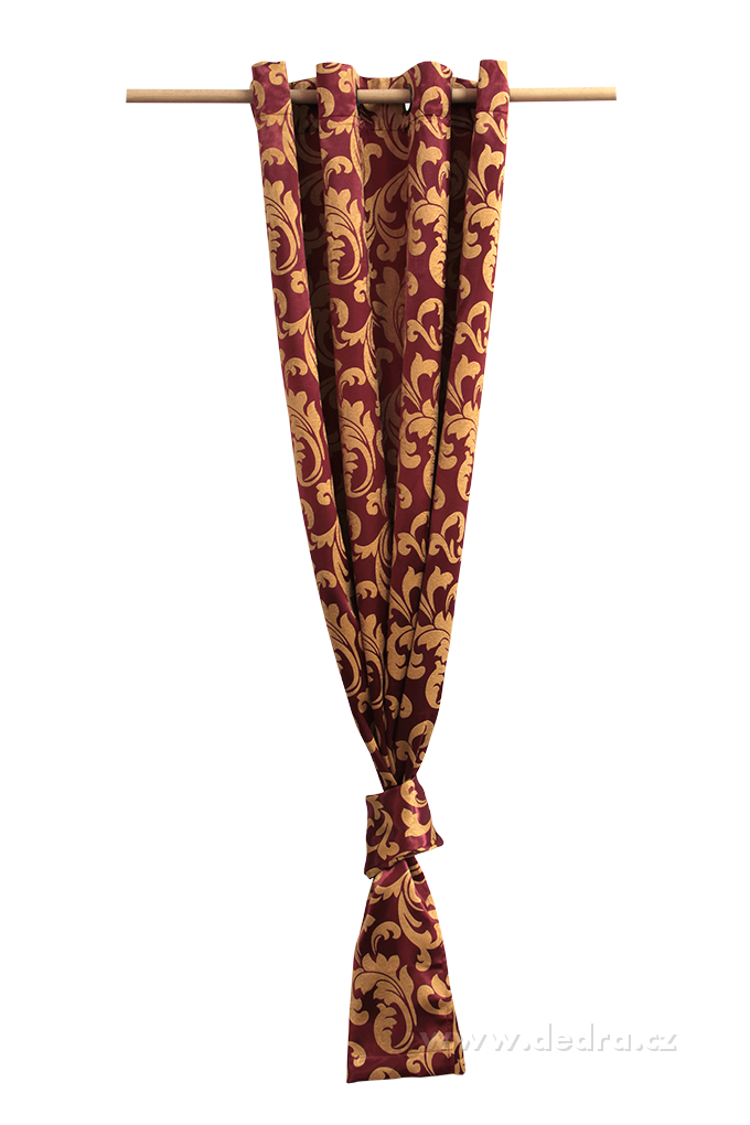 DA10302-Jacquard ornament žakárové tkaný záves bordó-zlatý