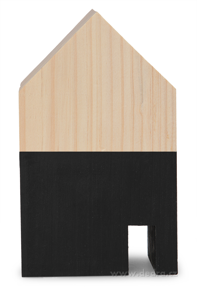 DA86842-Drevená dekorácia domček čierny väčšie 10 x 5 x 18 cm