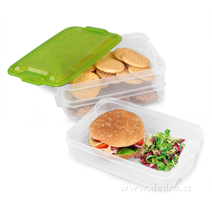 DA89871-Trojobal 3x 800 ml box na potraviny zelený