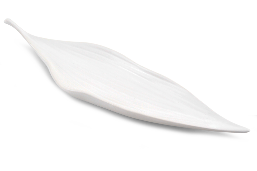 BALI CERAMICS, tác ve tvaru listu bílý