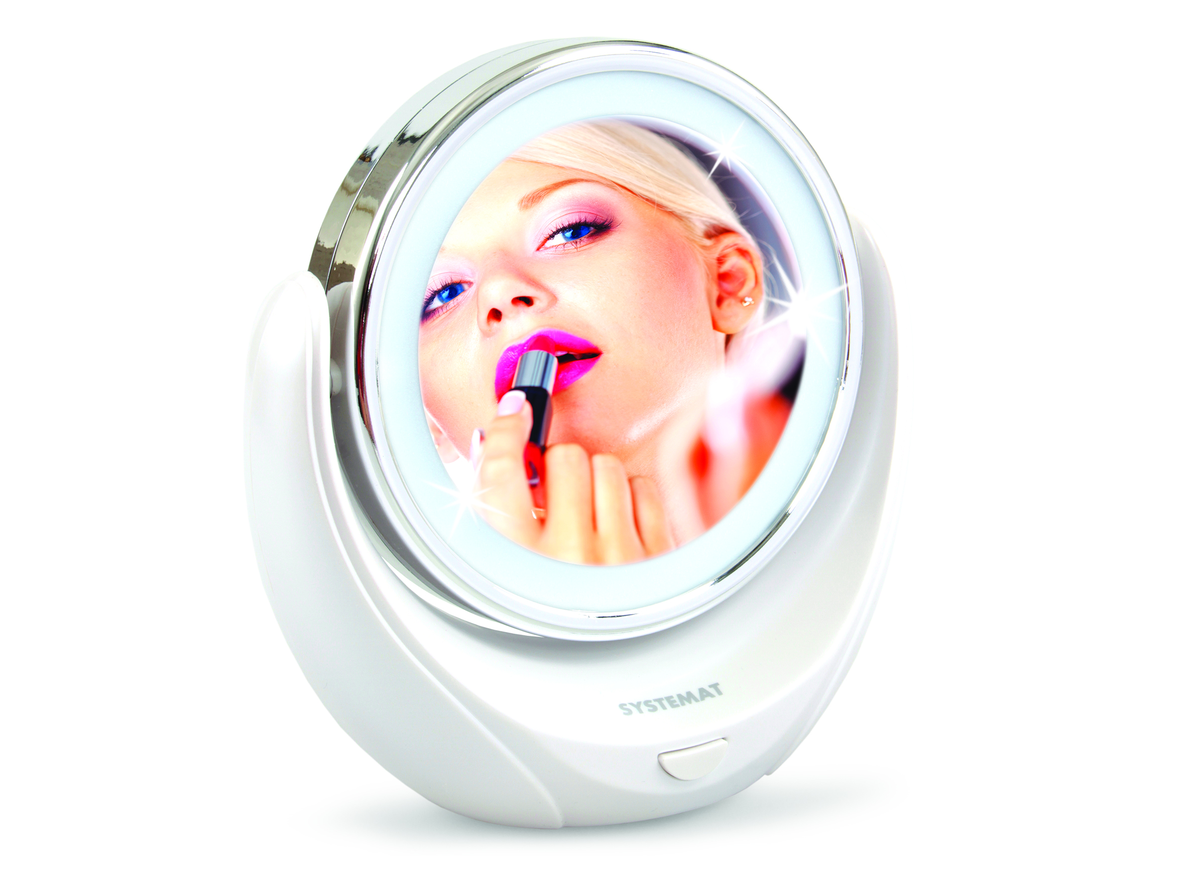 2v1 zvětšovací kosmetické dvoj-zrcadlo s LED osvětlením, SYSTEMAT