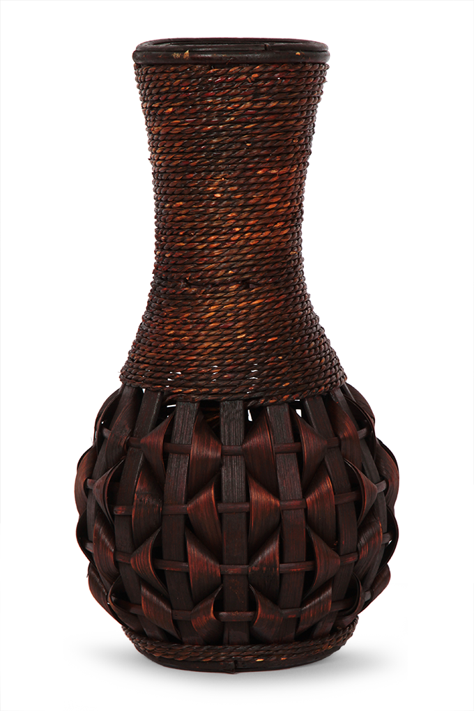 DA90713-Váza z bambusové dyhy a prútia 38 cm