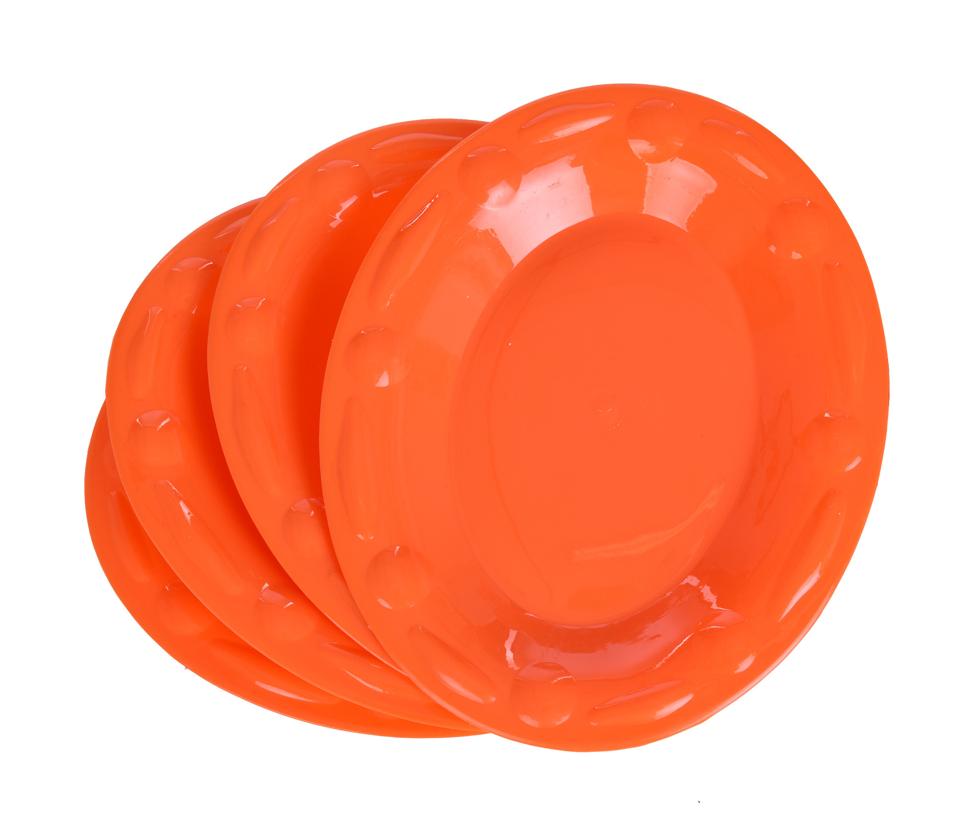4 ks oválný talíř, z odolného plastu oranžový