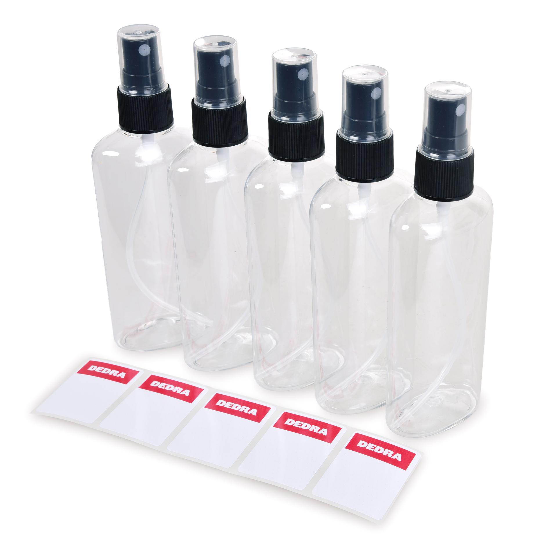 LABSET | 5 szt. butelek na prbki z etykietami & sprayem | 100 ml | do prbek perfum & rodkw czystoci