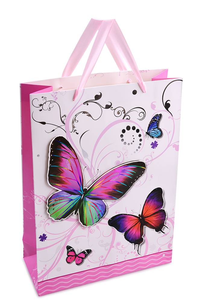 3D dárková taška, motýli, vel. XL