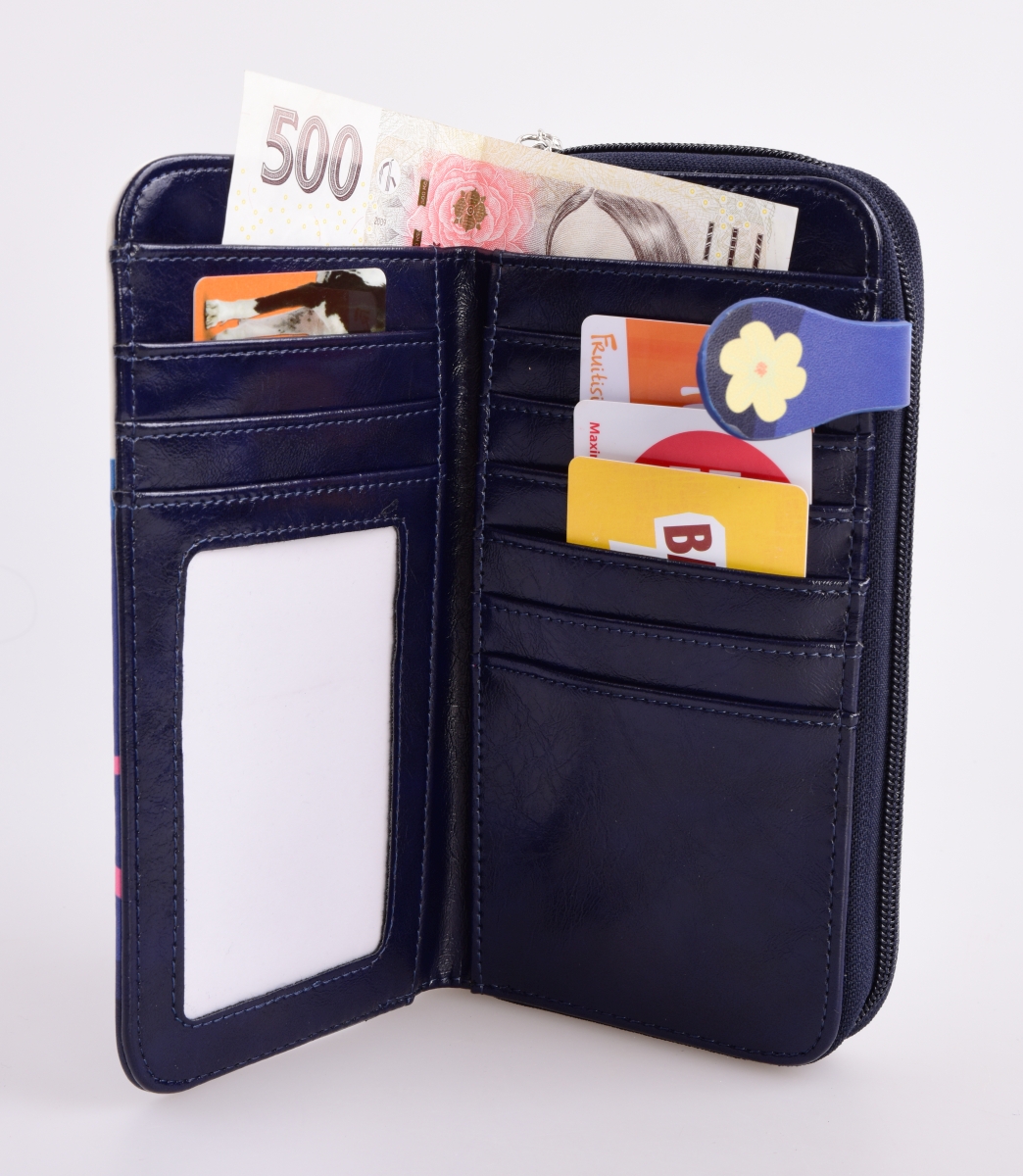 FC980121-Dámska peňaženka s aplikáciou kola modrá