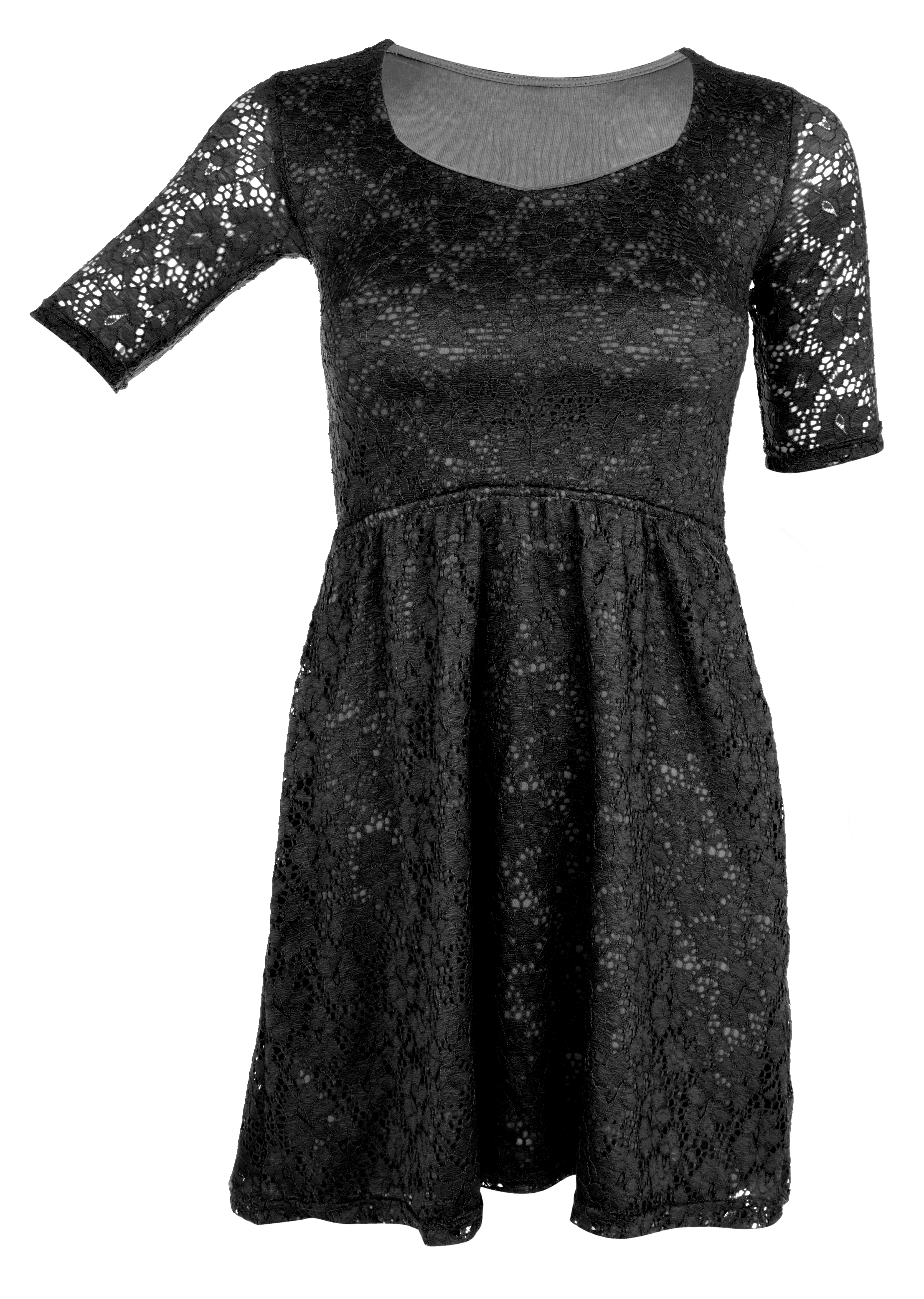 FC11382-LACY krajkové šaty s podšívkou čiernej
