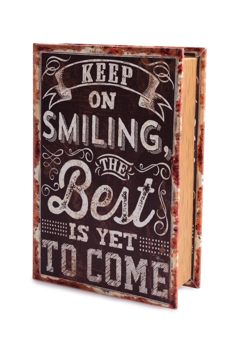 Dekorativní kniha/kazeta, SMILING,dřevěná