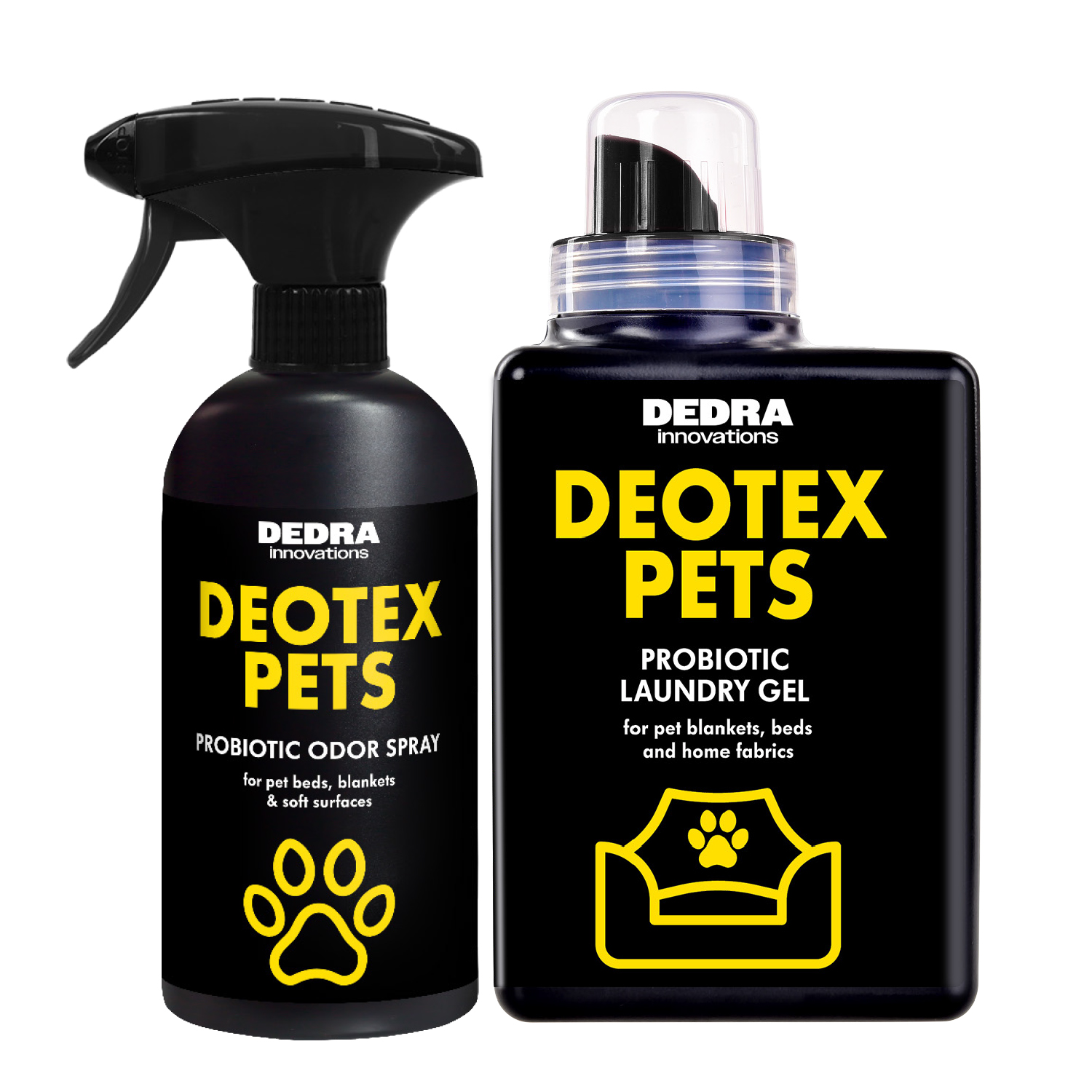DEOTEX PETS | Praktyczny zestaw dla domu pe�nego zwierzak�w | poch�aniacz zapach�w & specjalny p�ynny �rodek pior�cy z probiotykami | 500 ml + 525 ml