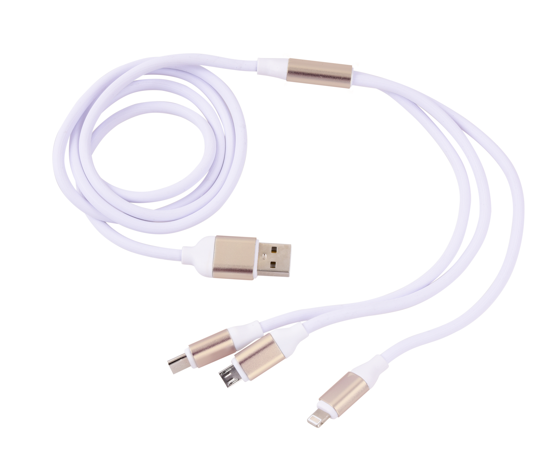 3in 1 USB kabel se třemi koncovkami Micro USB, USB-C a Lightning konektor