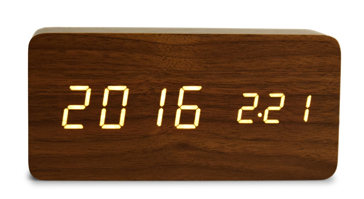 WOODOO CLOCK drewniany cyfrowy zegar LED ciemne drewno