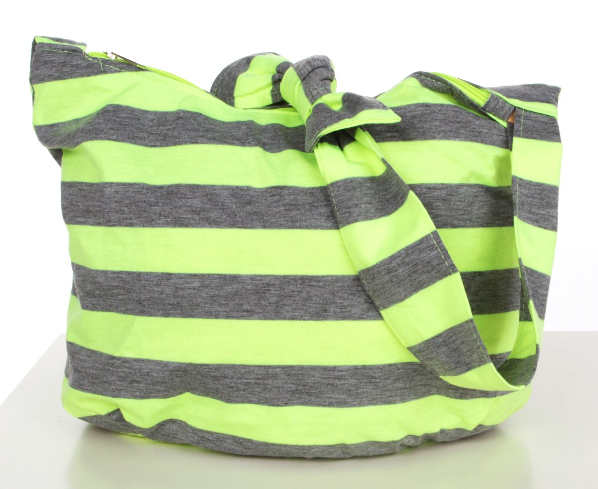 FC20921-STRIPES pruhovaná textilné kabelka neon yellow & gray