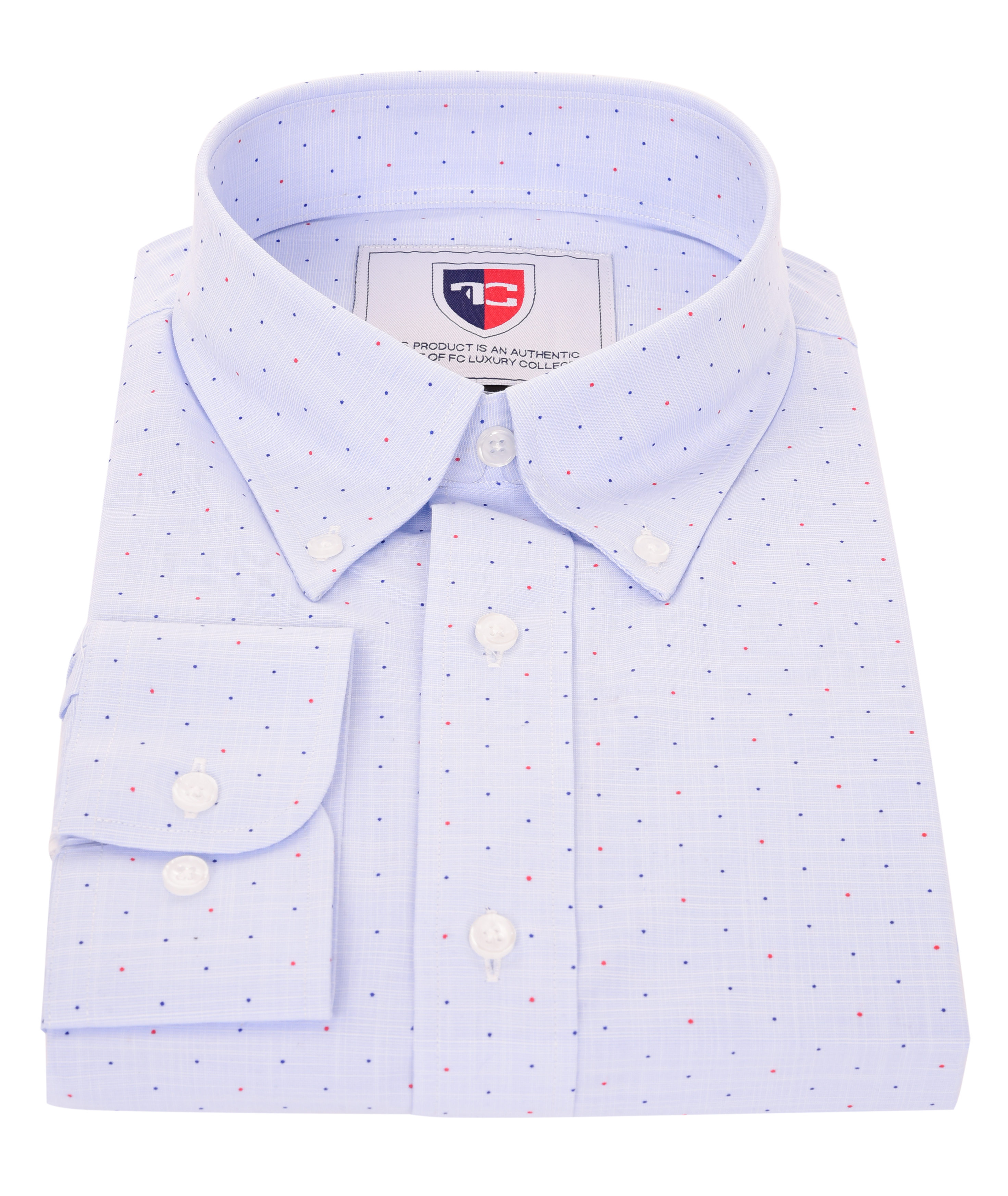 FC2218M-KENT košeľa slim fit s dlhým rukávom light blue with dots