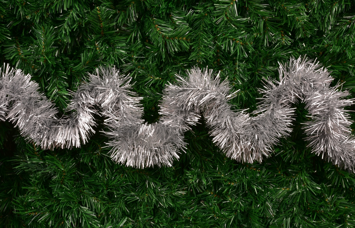 Široký řetěz, stříbrný, na vánoční dekorace, 200 cm