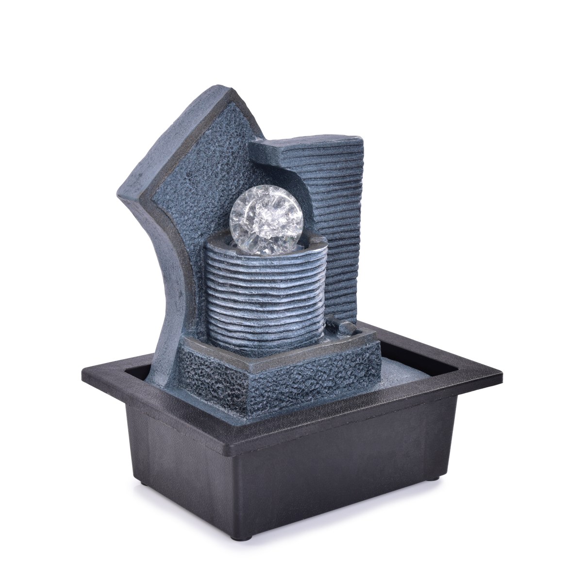 Levně ZAZEN | 26,5 cm pokojová fontána s rotující zenovou koulí & LED osvětlením | kaskádový design s LED osvětlením