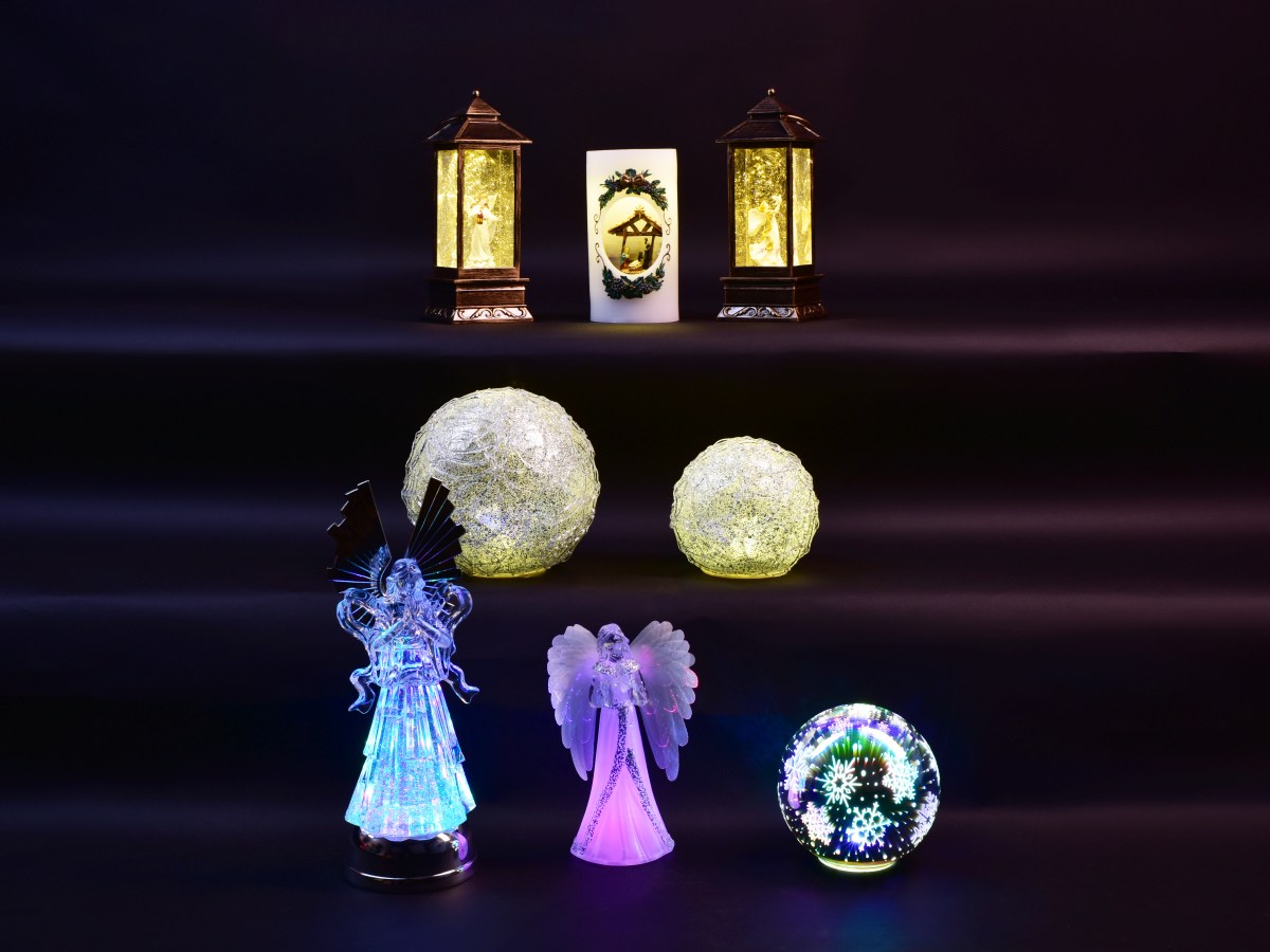 20 cm XXL světelná LED koule, s ornamenty a třpytivým finišem