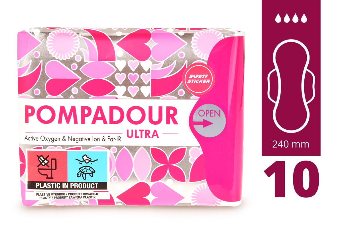Levně POMPADOUR® ULTRA | Ultra anionové vložky s křidélky | 10 ks + tester zdarma
