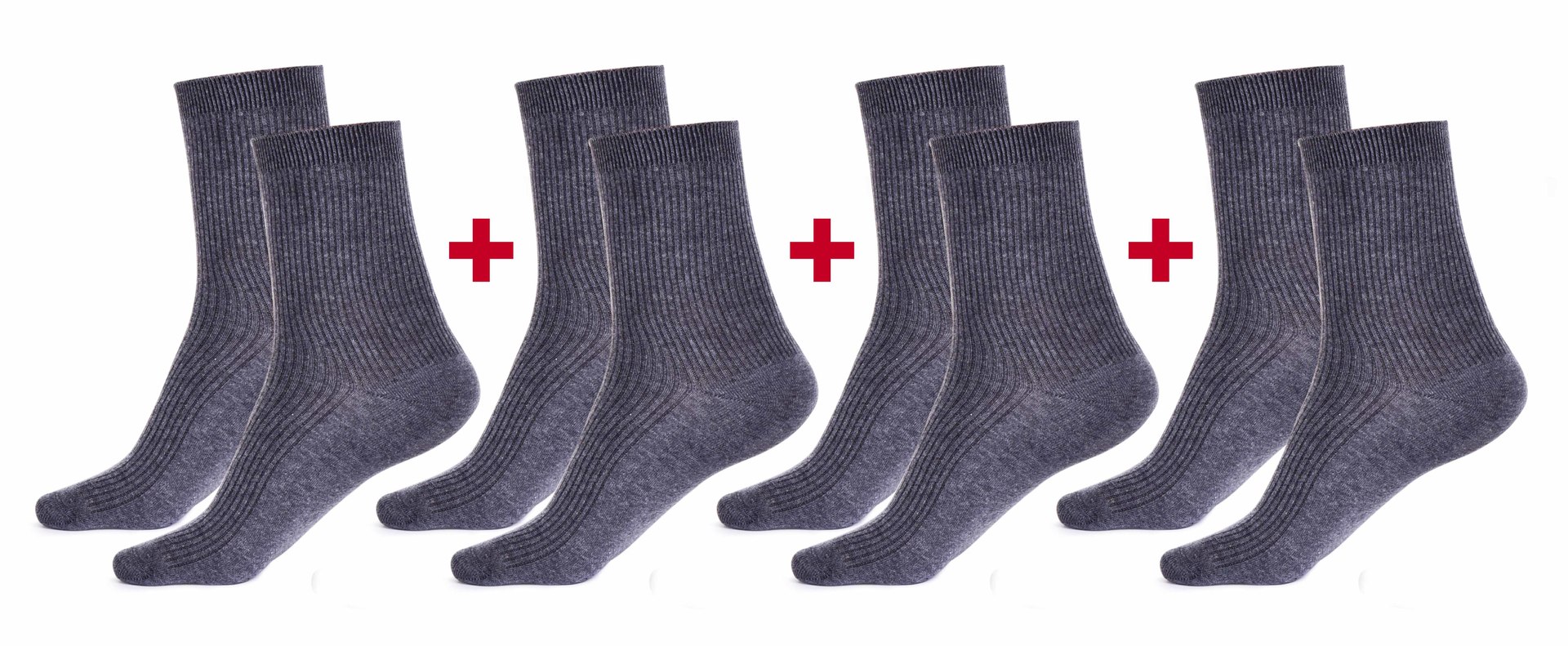 Sada 4 párů komfortních zdravotních ponožek šedé, vel. (34-38)