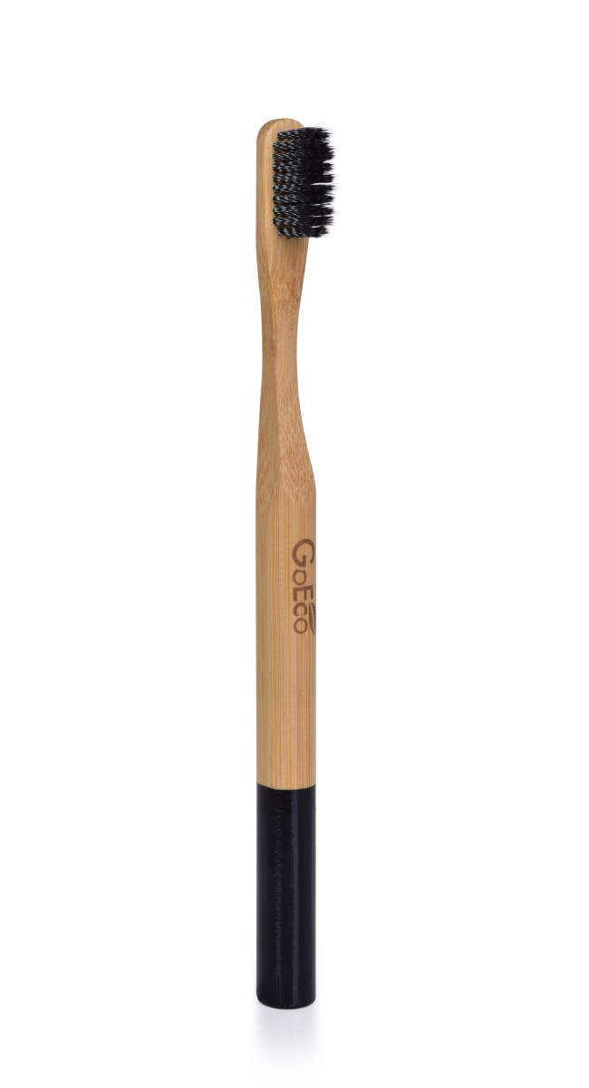 Zubní kartáček GoEco® BAMBOO, z bambusu s velmi měkkými štětinkami černý