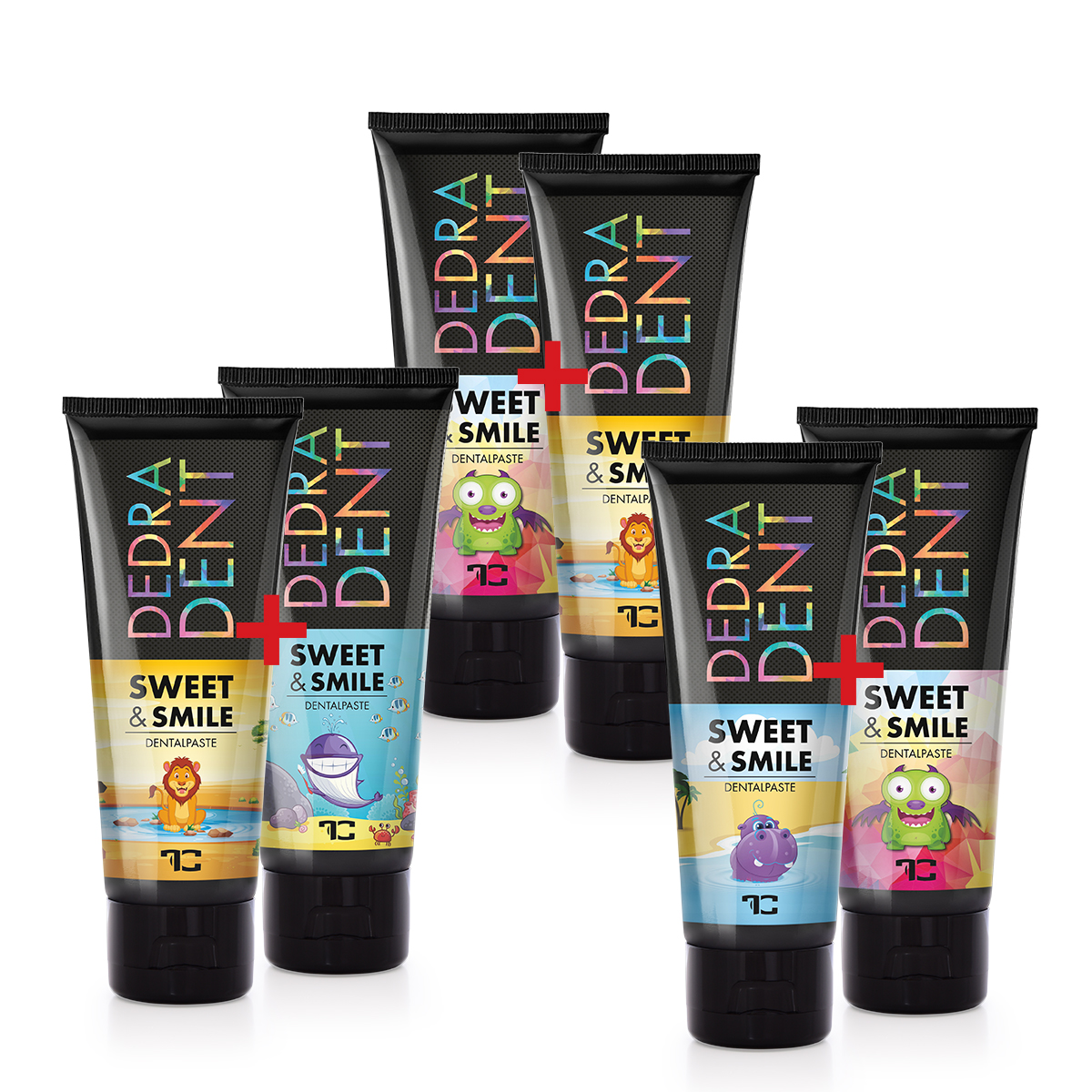 SADA 1+1 | Přírodní dětská zubní pasta SWEET & SMILE se žvýkačkovou příchutí | ochrana mléčných zubů | DEDRA DENT 2x 50 ml