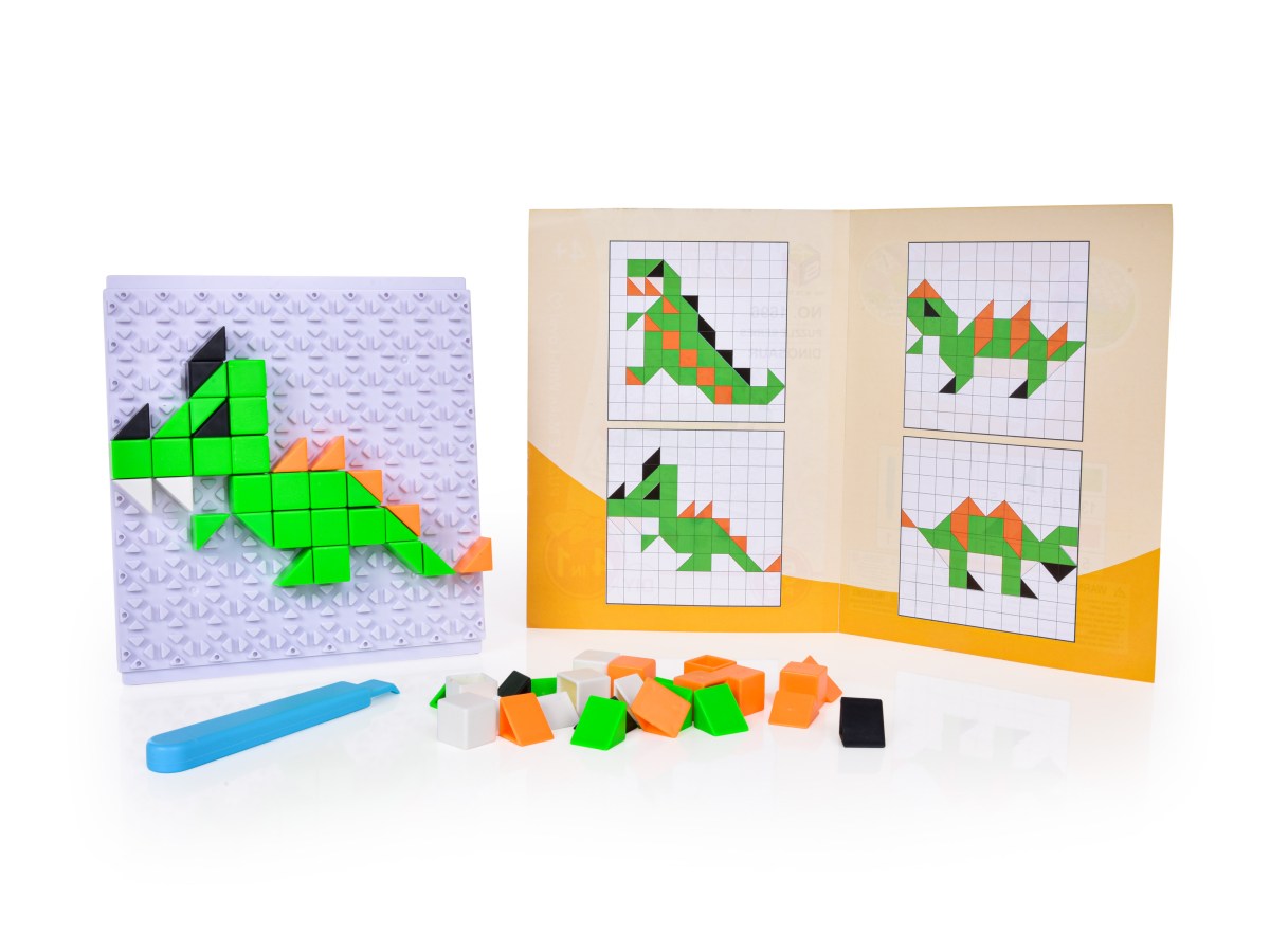 Levně MOZAIKA PUZZLE | 59 ks plastové puzzle DINOSAURUS 4v1 | mozaika + podložka