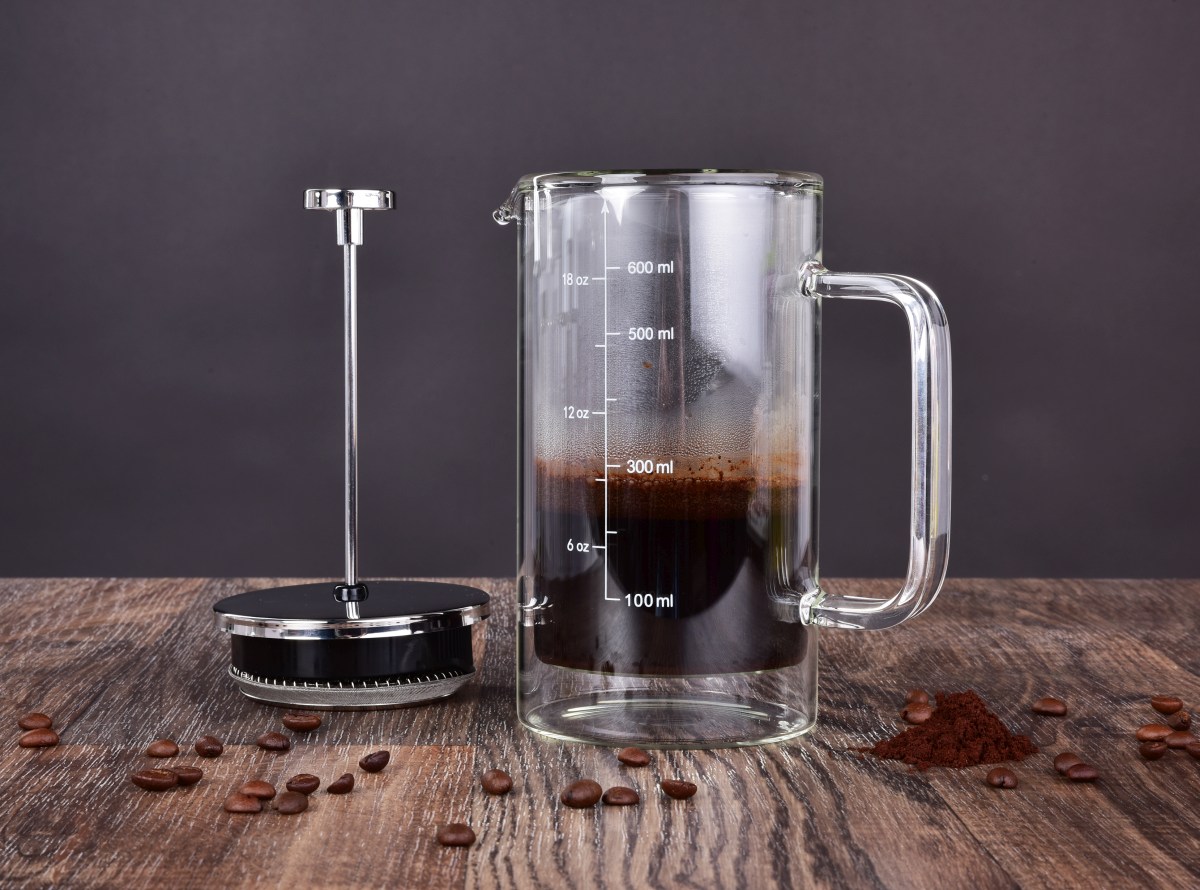 600 ml dvoustěnná termo konvice na kávu a čaj, FRENCH PRESS DOUBLE-GLASS
