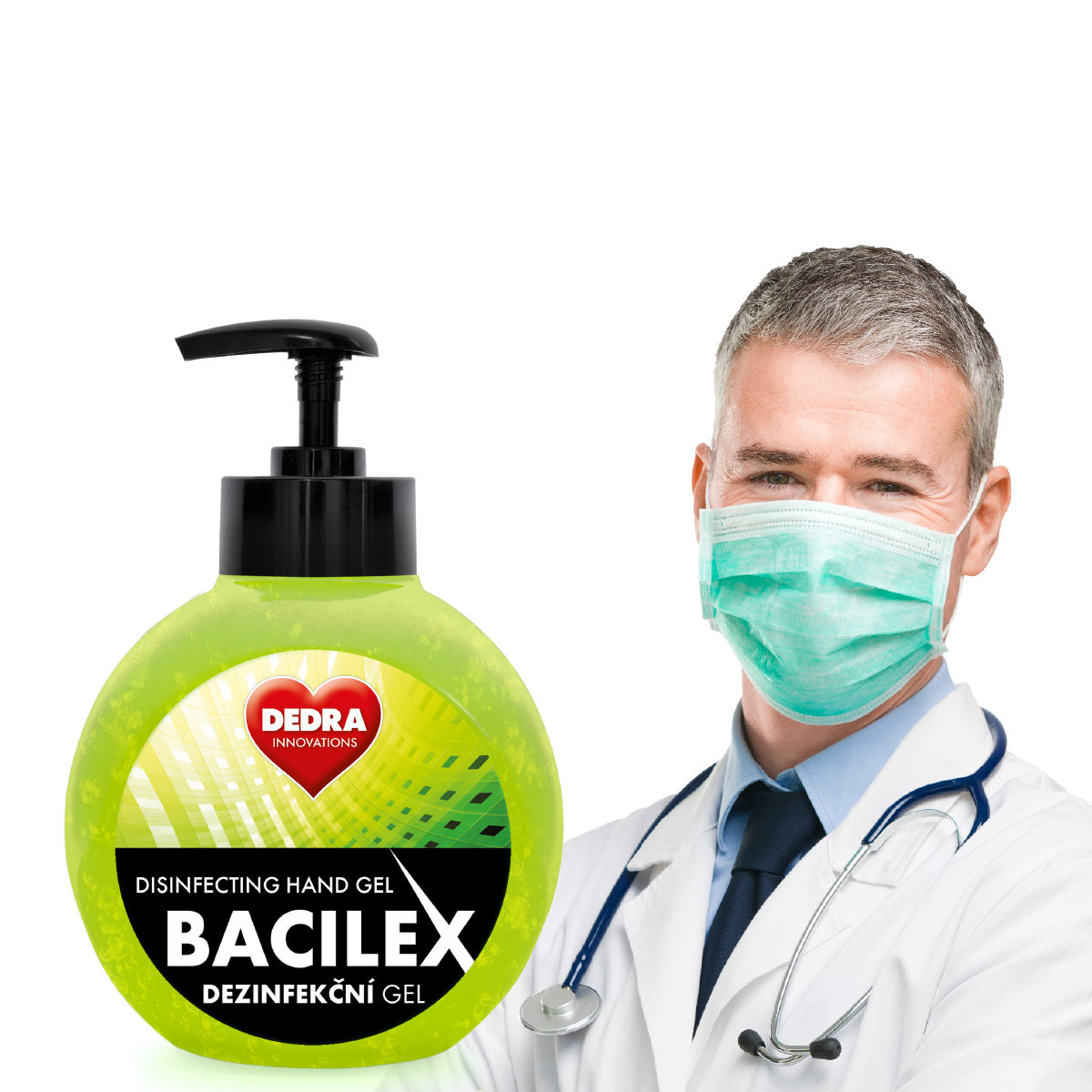 Certifikovaný dezinfekční gel na ruce, 70 % alkoholu, BACILEX DISINFECTING HAND GEL