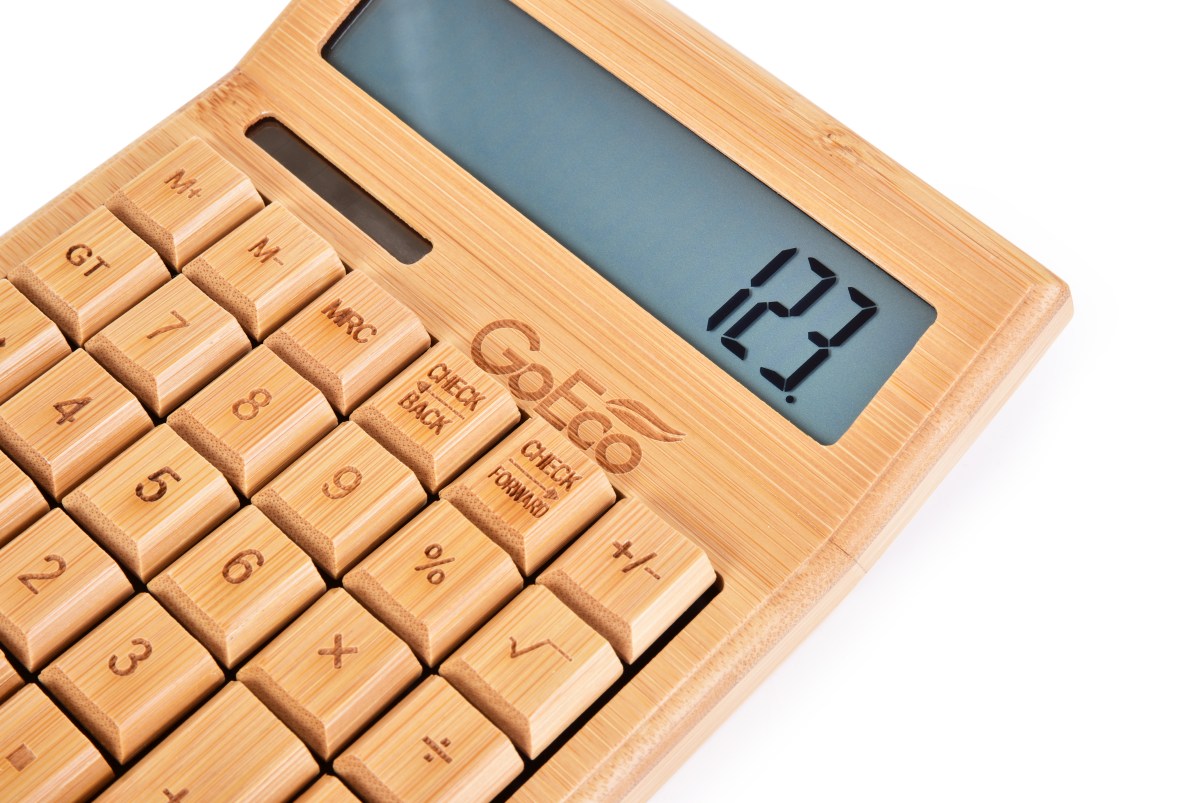 Multifunkčná bambusová kalkulačka s veľkým displejom
