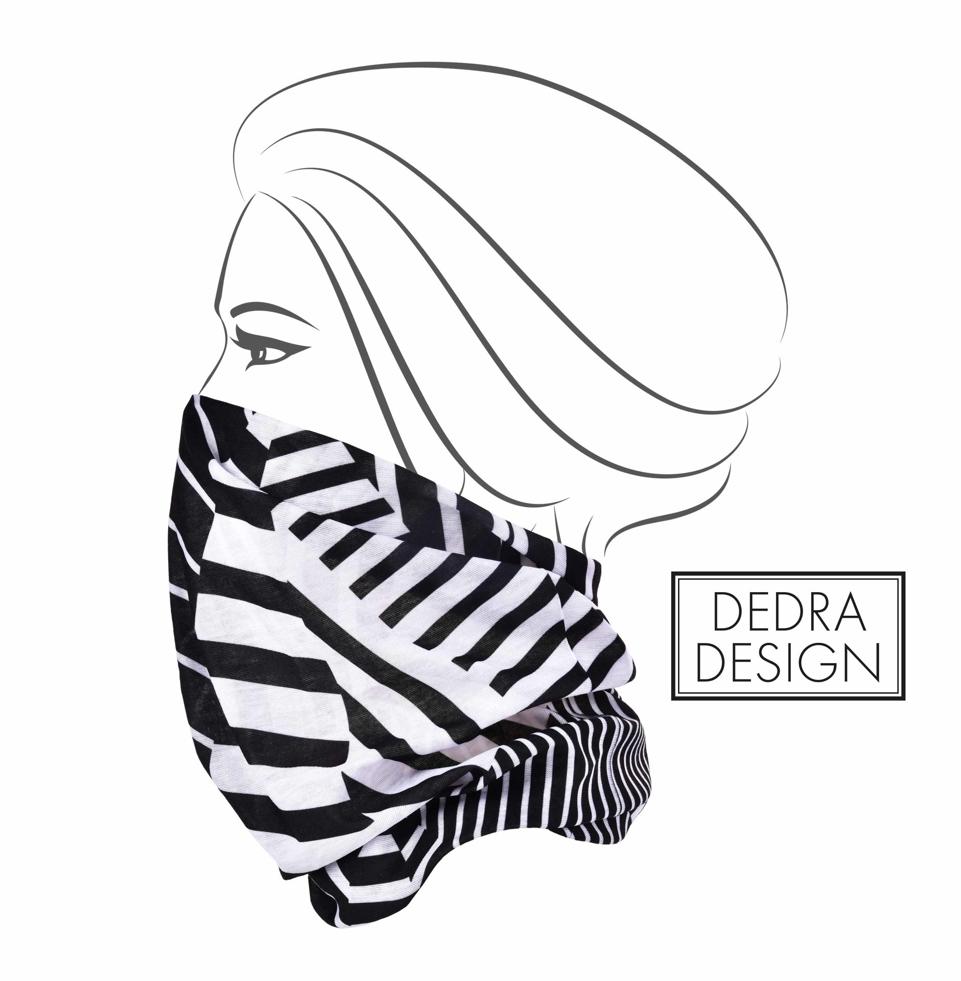Multifunkční šátek GEOMETRY black&white