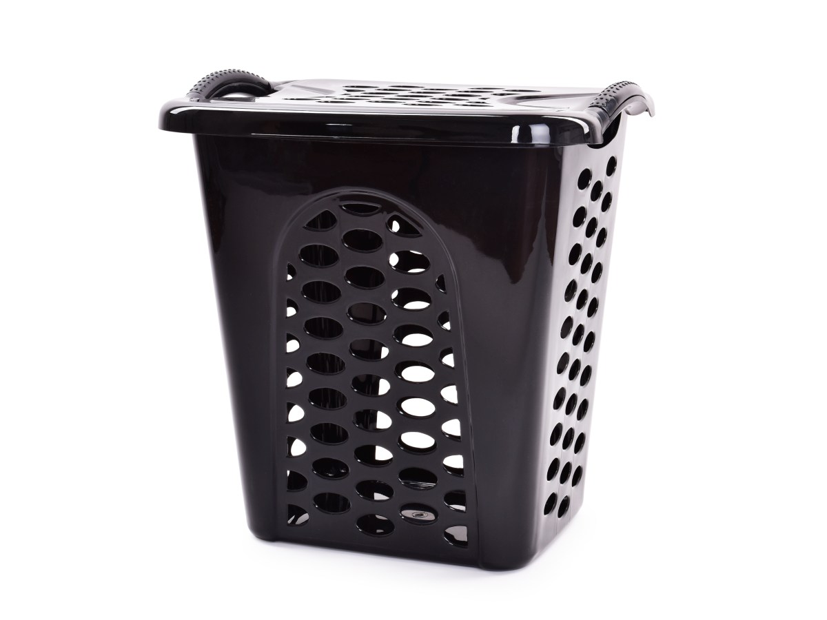 Levně XL ROBUSTON | černý koš na prádlo s vyklápěcím víkem | výška 58 cm