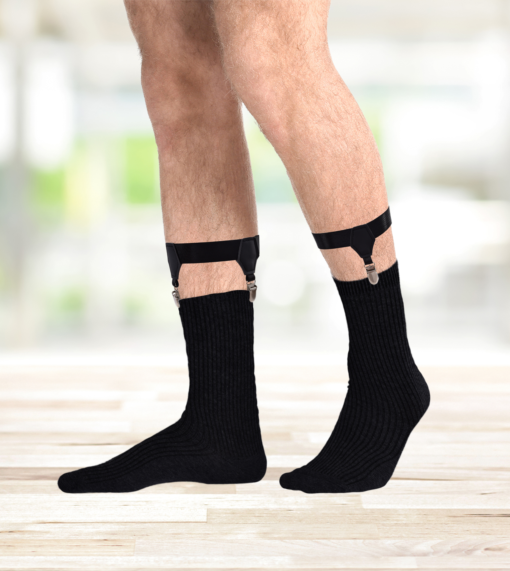 2 ks ponožkové podväzky k obleku - traky s upínacími klipmi