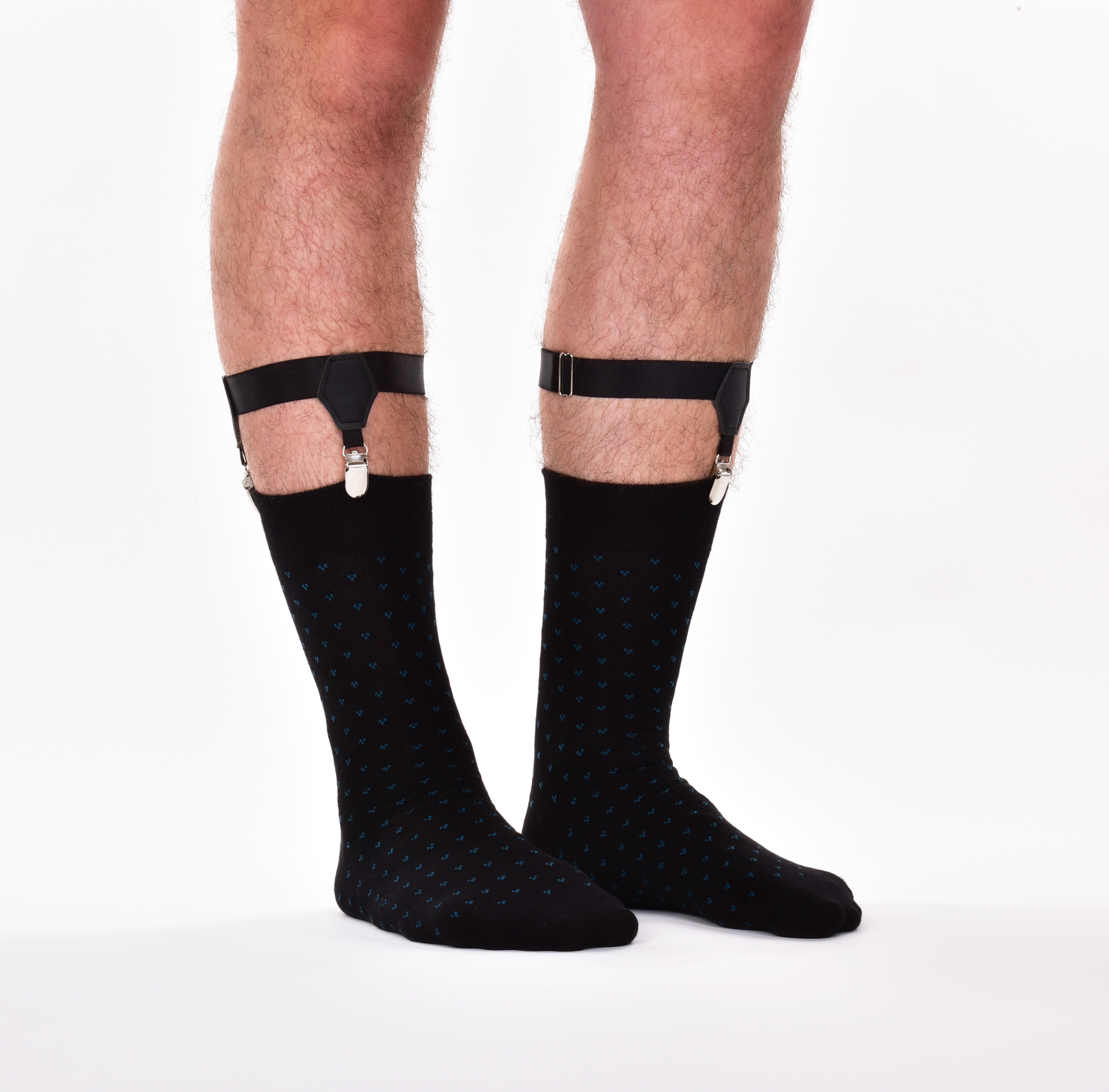 2 ks ponožkové podväzky k obleku - traky s upínacími klipmi