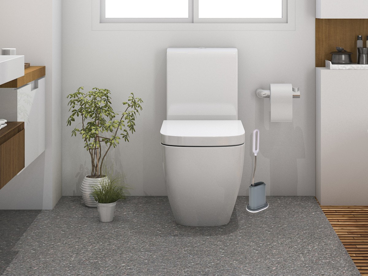 Silikónová plochá a pružná "doživotná" WC kefa, ľahko umývateľná GoEco®