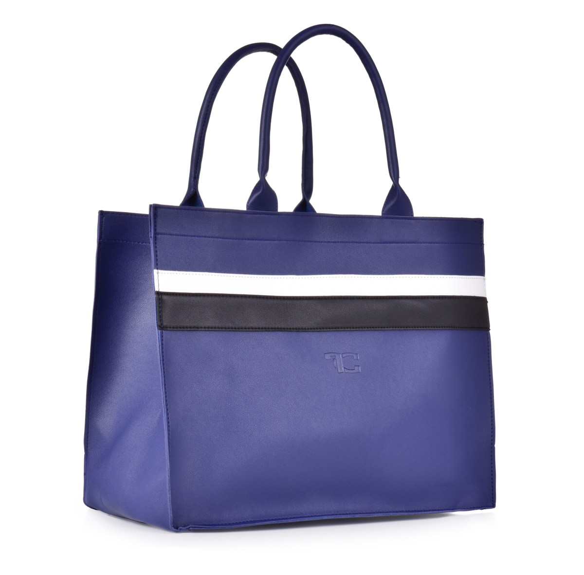 FC SHOPPER BAG elegancka torba w paski niebieska