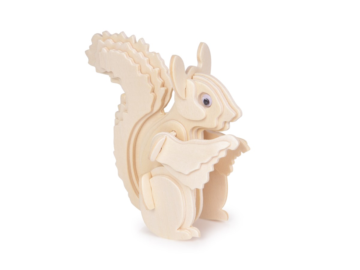 Levně WOODCRAFT | 3D skládací dřevěná stavebnice VEVERKA | 10,5 cm | bez lepidla + vybarvi si sám