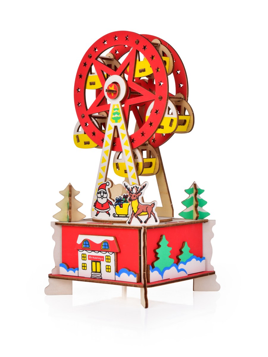 Dedra 26 cm skládací dřevěná dekorace Vánoční kolotoč