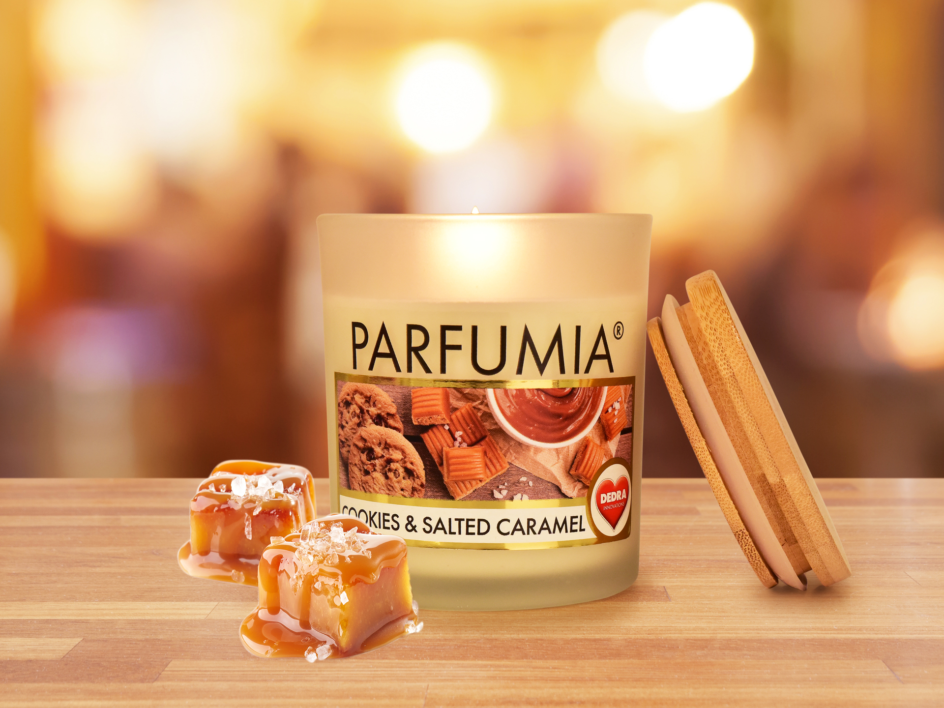 Sójová vonná EKO svíce PARFUMIA® sušenky a slaný karamel COOKIES & SALTED CARAMEL