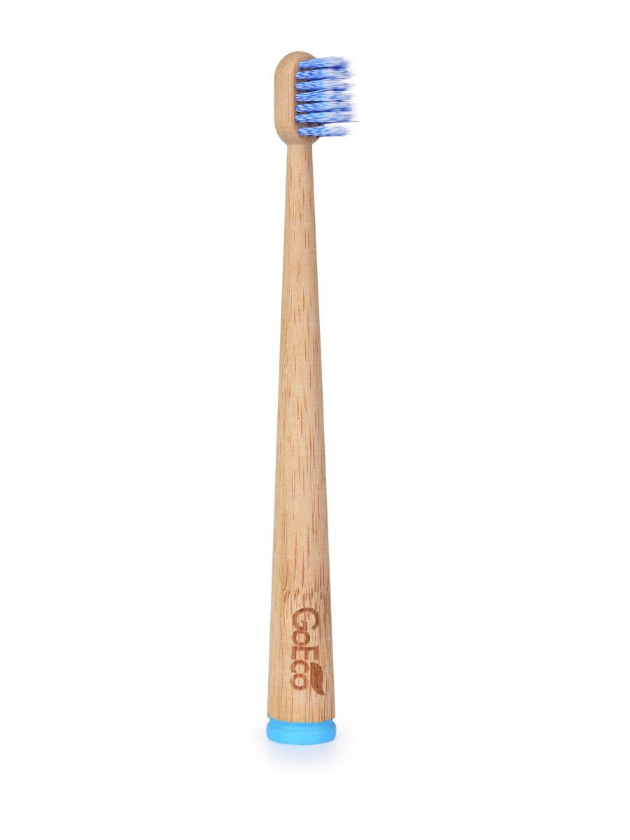 Dětský zubní kartáček GoEco® BAMBOO z bambusu, s velmi měkkými štětinkami modrý