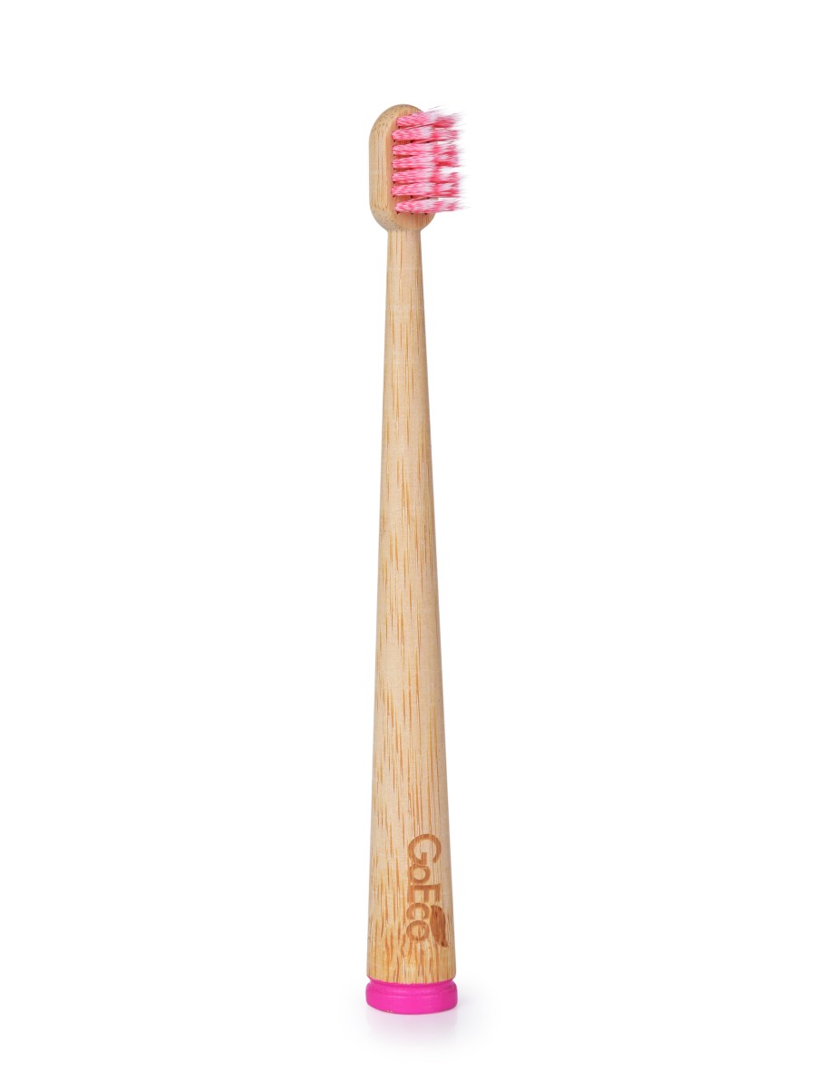 Dětský zubní kartáček GoEco® BAMBOO z bambusu, s velmi měkkými štětinkami růžový