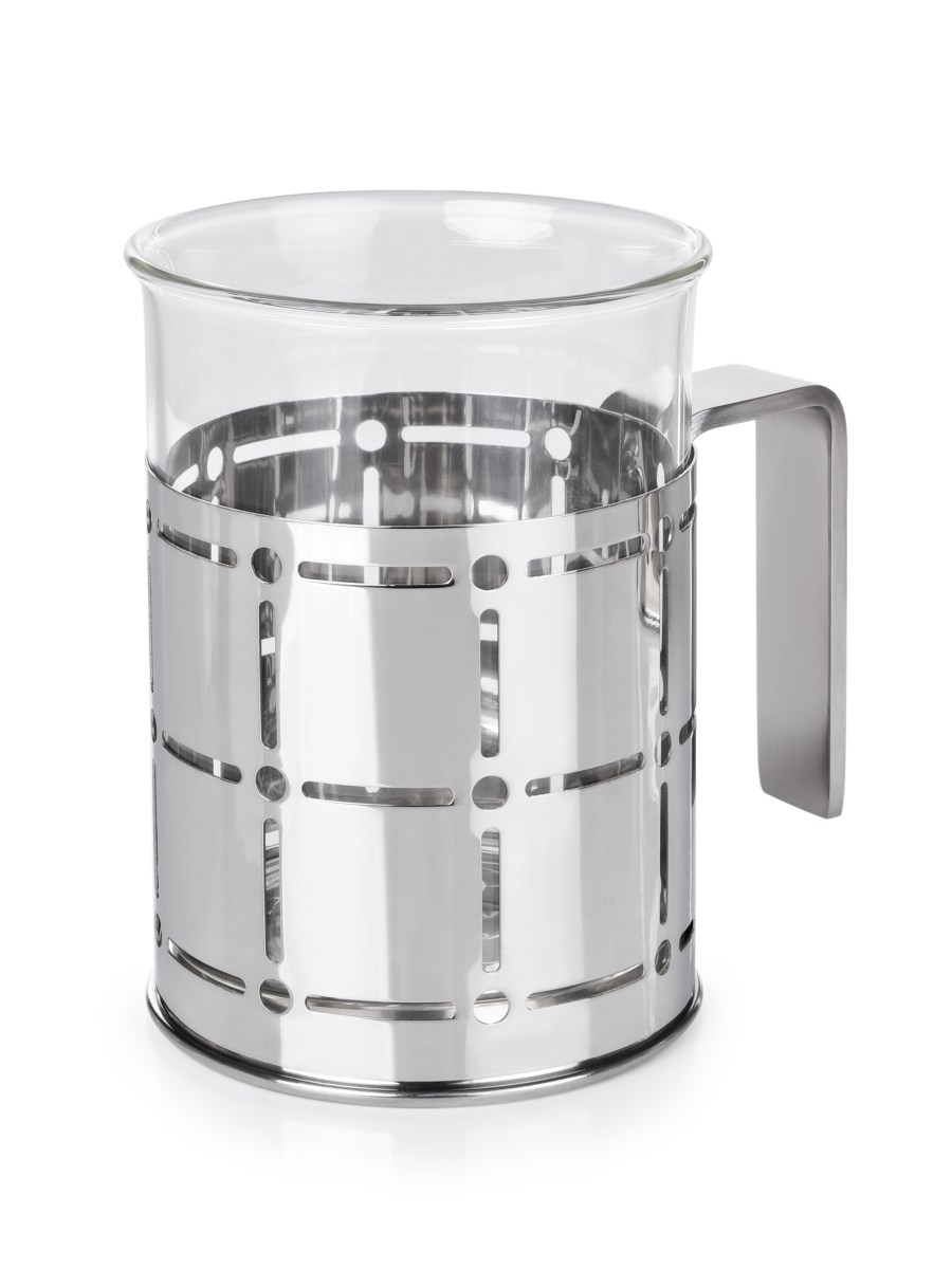 FC33751-2 ks štýlový sklenený hrnček na kávu a čaj v nerez stojane