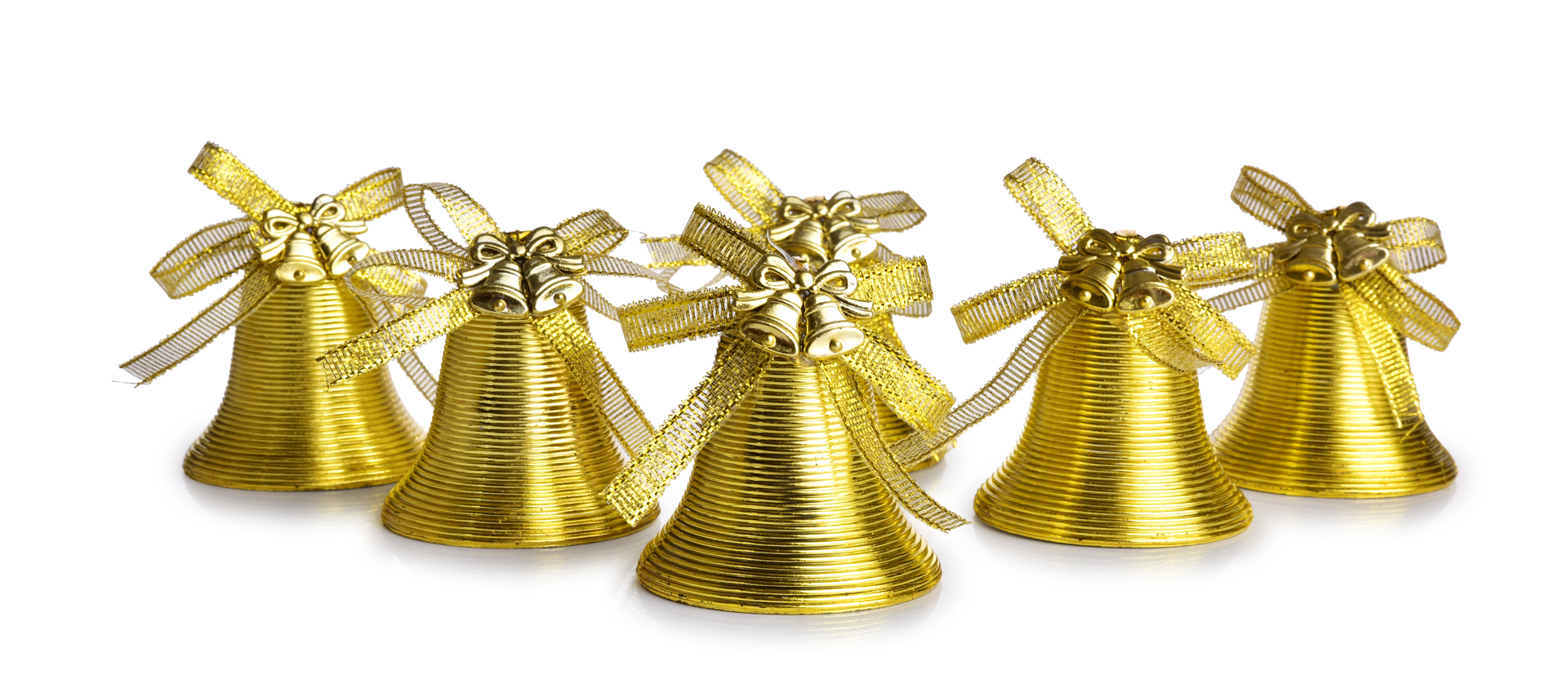 6 ks zlatých zvonečků s přízdobou