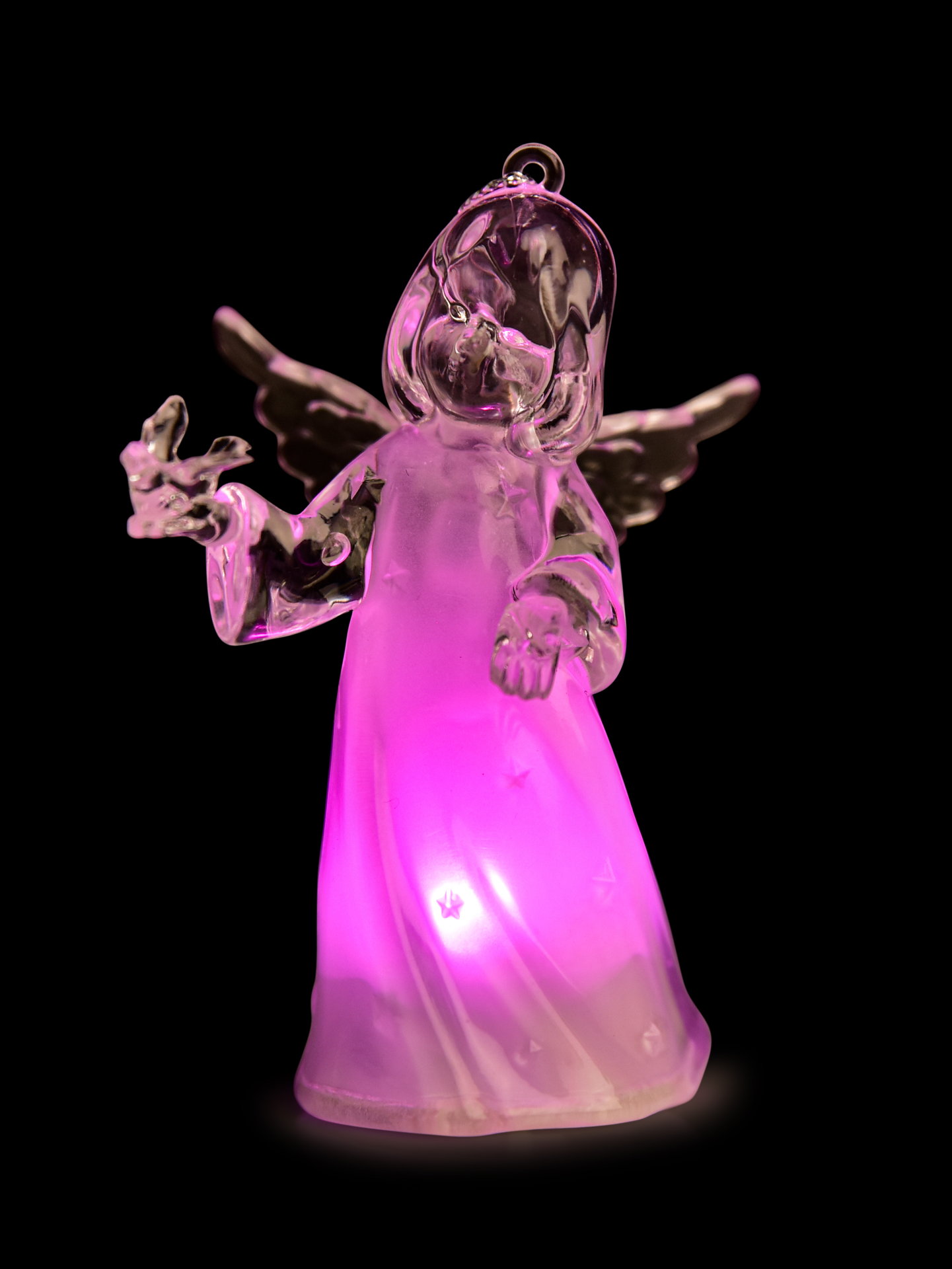 10 cm svítící LED anděl s proměnlivým barevným osvětlením