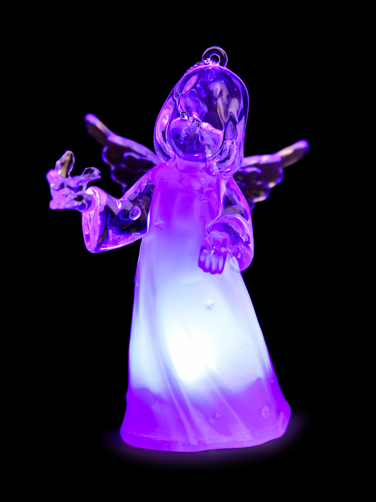 10 cm svítící LED anděl s proměnlivým barevným osvětlením