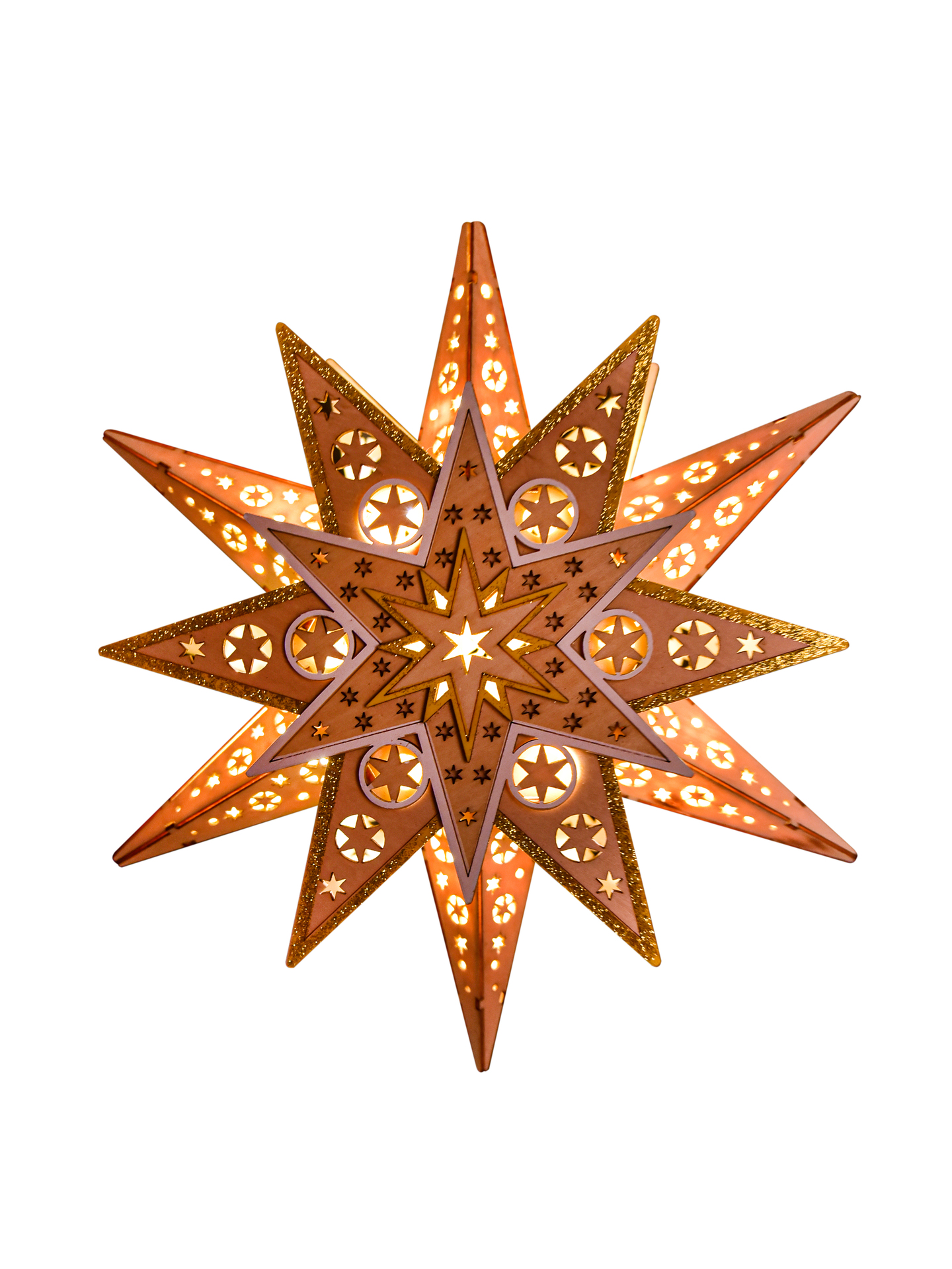 30 cm vánoční svítící LED závěsná hvězda nejen do oken a výklenků