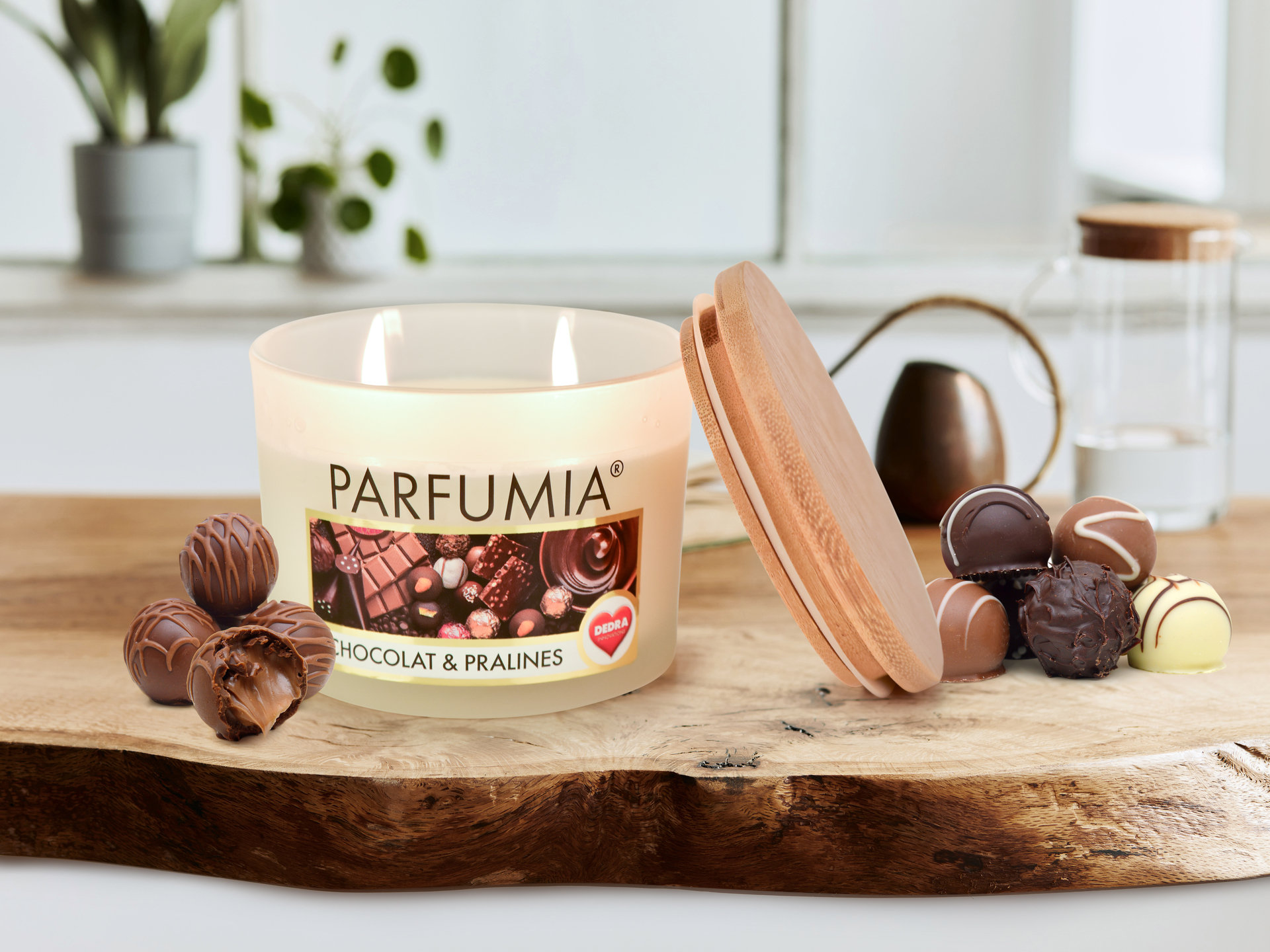 INTENSE 2 KNOTY sójová vonná EKO svíce PARFUMIA®  čokoláda a pralinky CHOCOLAT & PRALINES