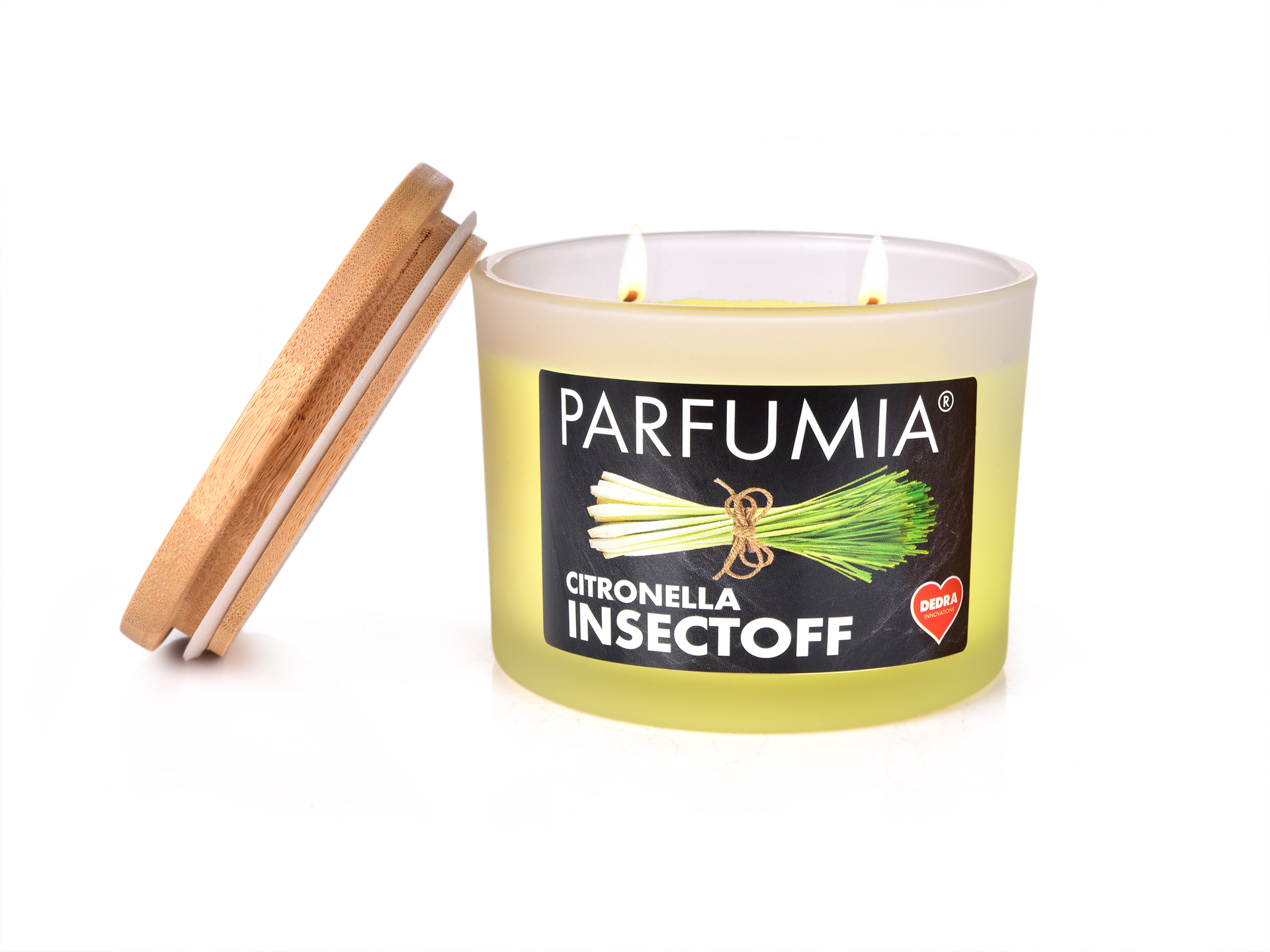 CITRONELLA INSECTOFF vonkajšia sójová sviečka s 2 knôtmi PARFUMIA® 